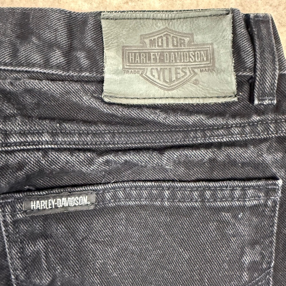 VTG Harley Davidson Jeans 29x31.5 Biker Denim Black Straight Leg Moto Gorpcore - Picture 5 of 12